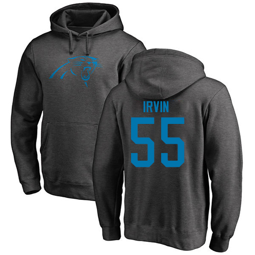 Carolina Panthers Men Ash Bruce Irvin One Color NFL Football 55 Pullover Hoodie Sweatshirts